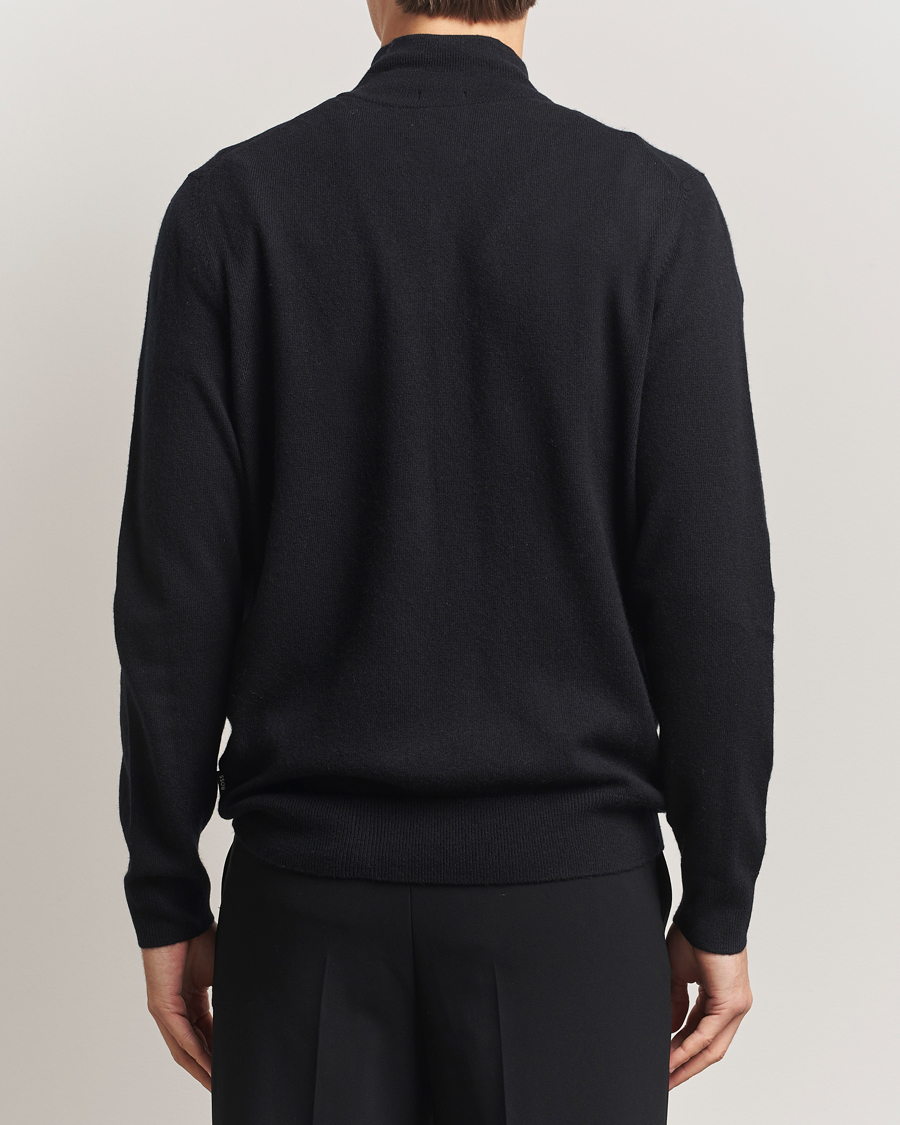 Men | Sweaters & Knitwear | BOSS BLACK | Hemarlo Wool/Cashmere Half Zip Black