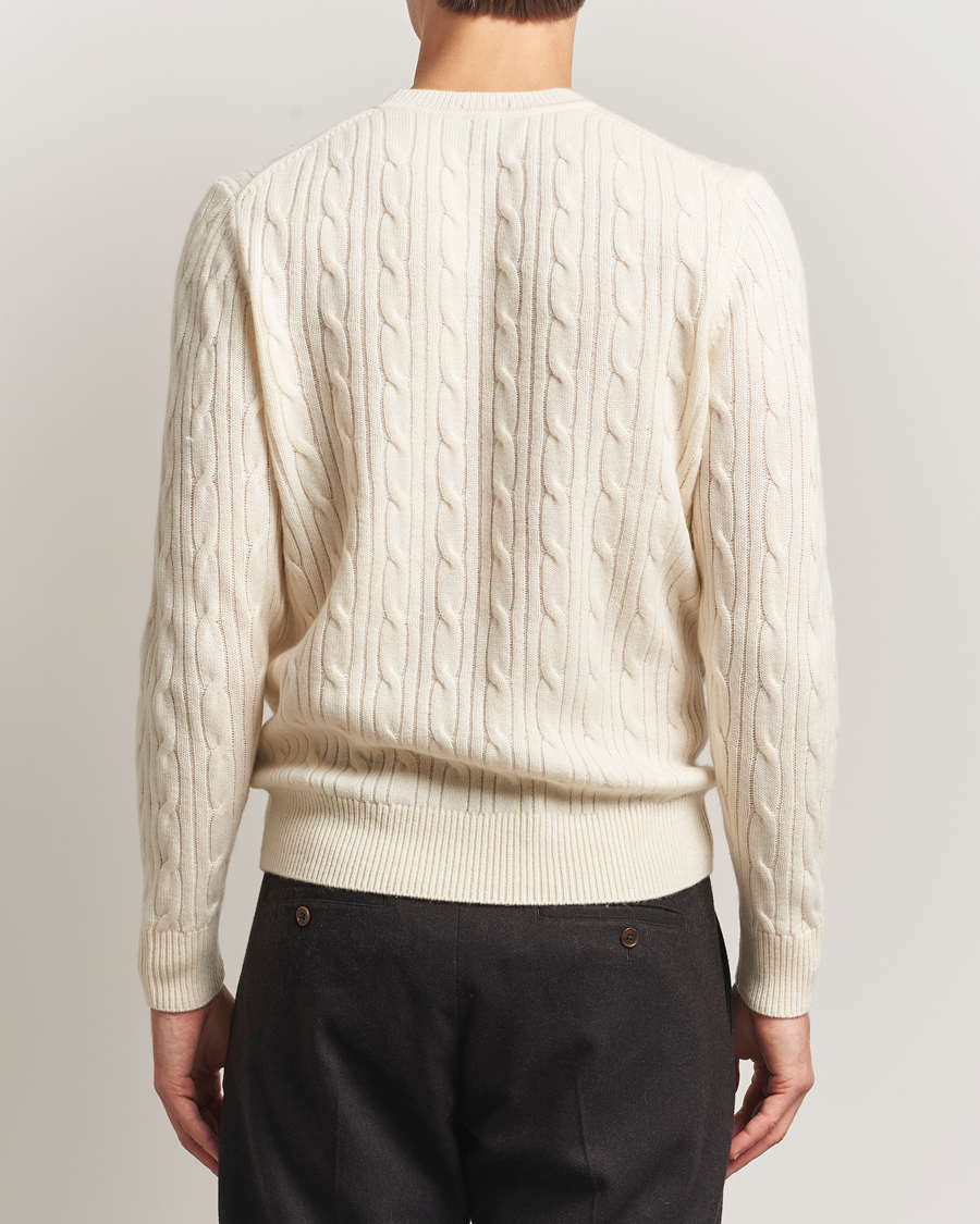 Men | Sweaters & Knitwear | BOSS BLACK | Hetico Wool/Cashmere Cable Sweater Open White