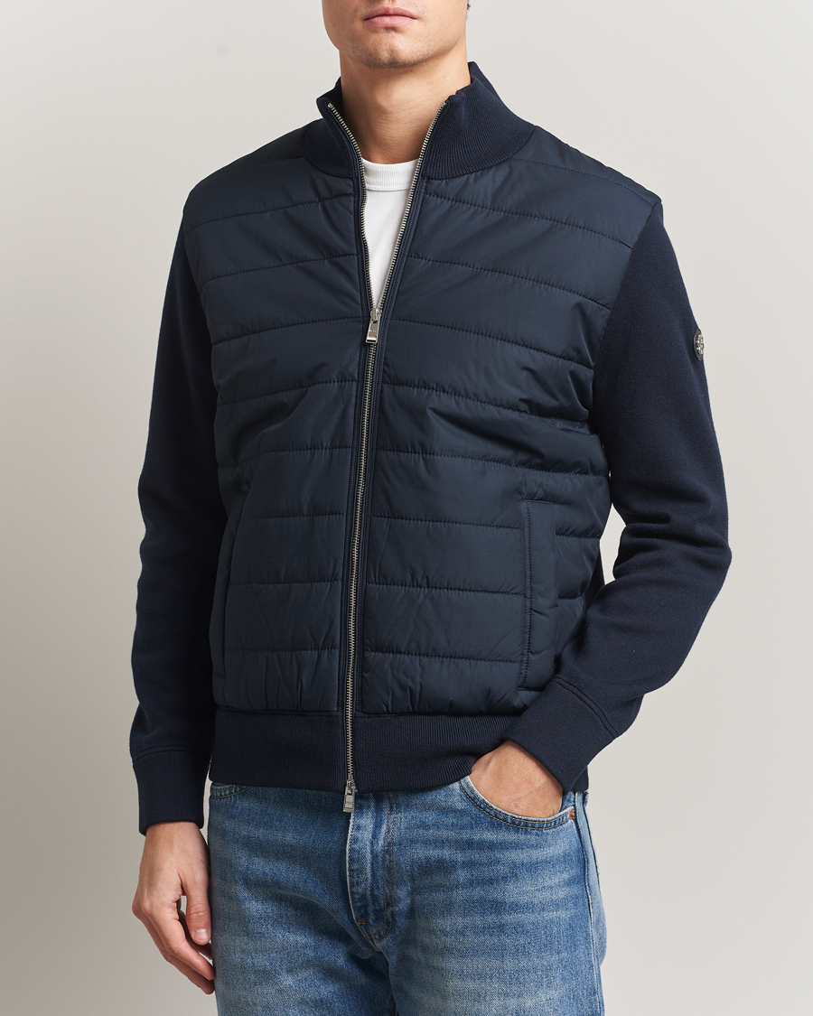 Men | Coats & Jackets | BOSS BLACK | Hernest Hybrid Full Zip Dark Blue