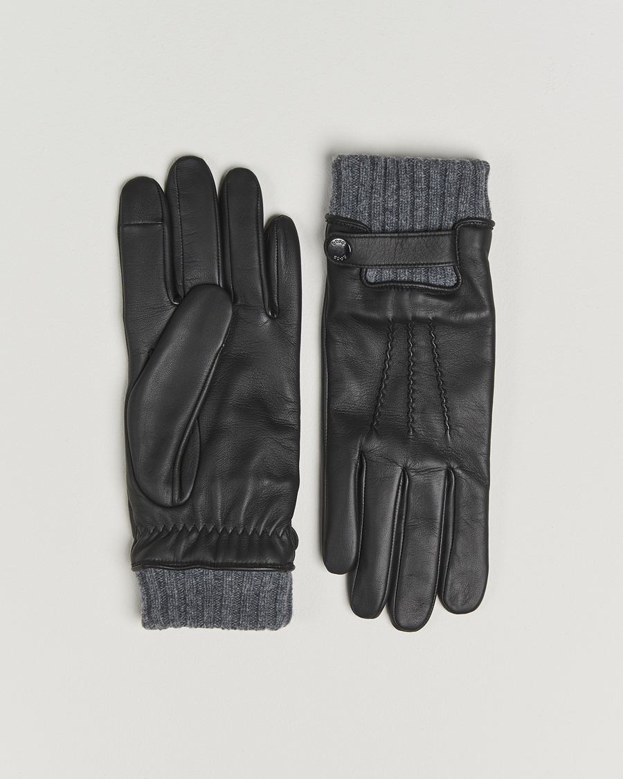 Men | Gloves | BOSS BLACK | Hyden Leather Glove Black