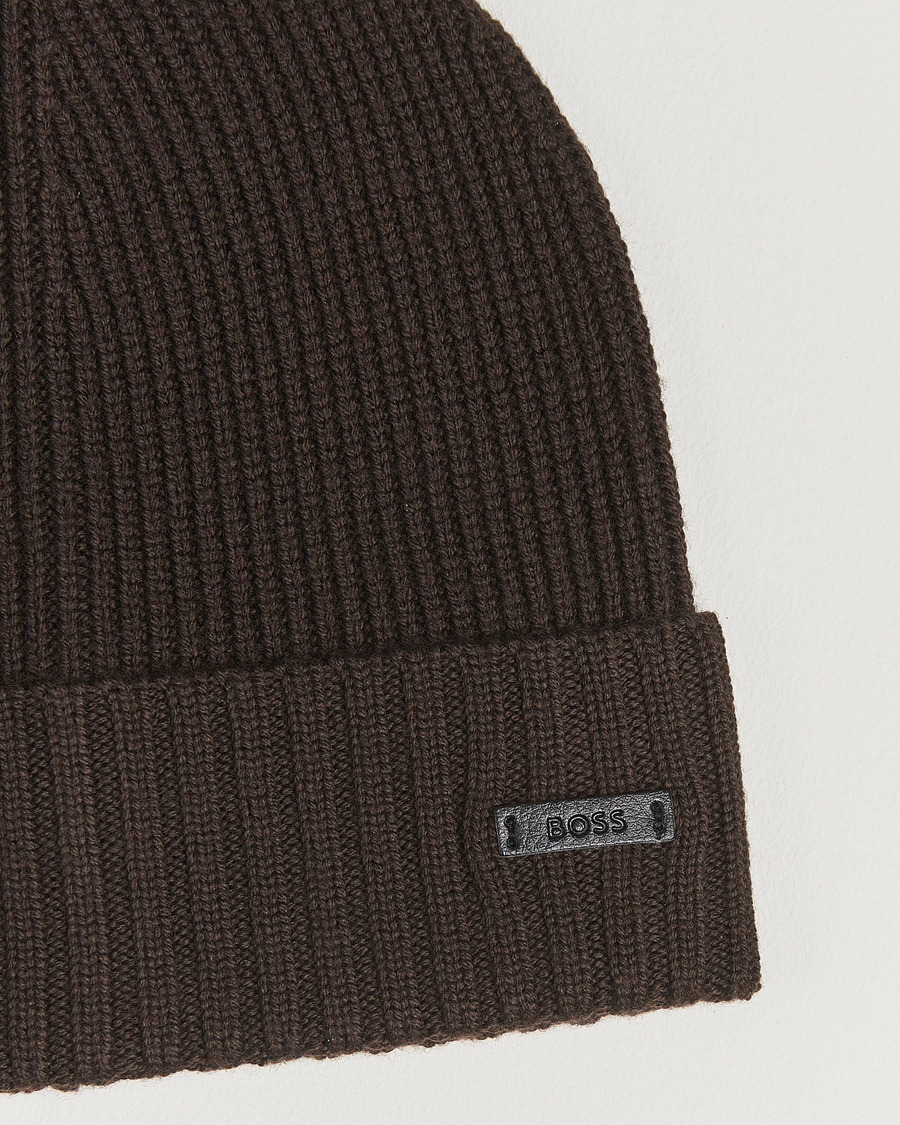 Men | BOSS BLACK Fati Wool Beanie Dark Brown | BOSS BLACK | Fati Wool Beanie Dark Brown