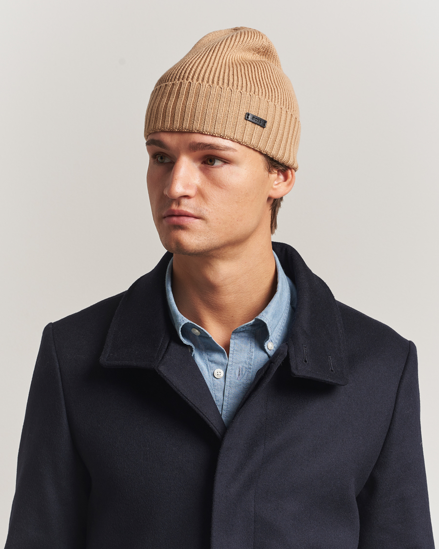 Men | Beanies | BOSS BLACK | Fati Wool Beanie Medium Beige