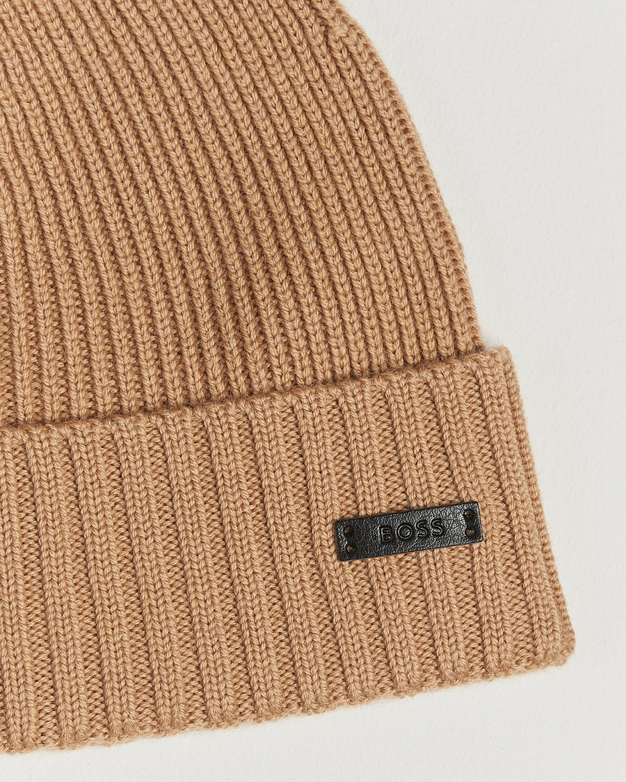 Men | Beanies | BOSS BLACK | Fati Wool Beanie Medium Beige