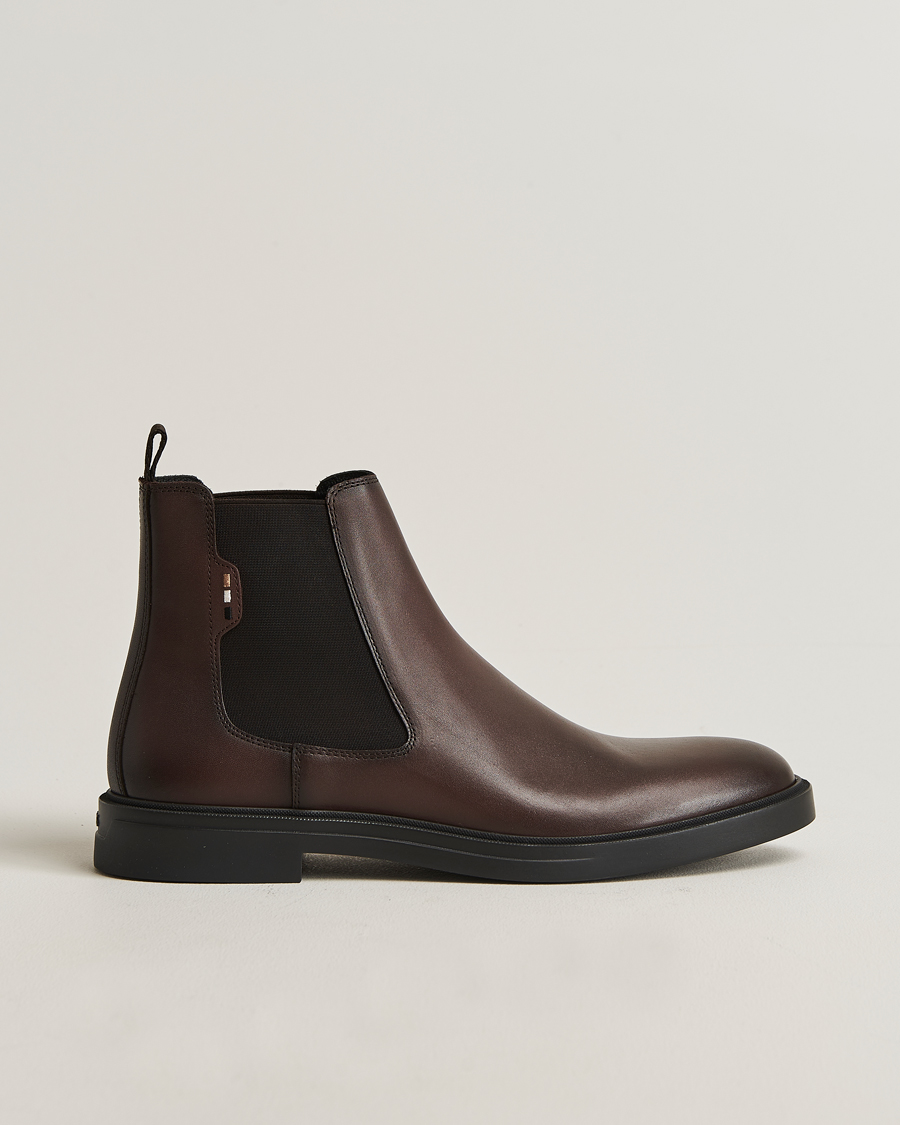 Men | Boots | BOSS BLACK | Calev Leather Chelsea Boot Dark Brown