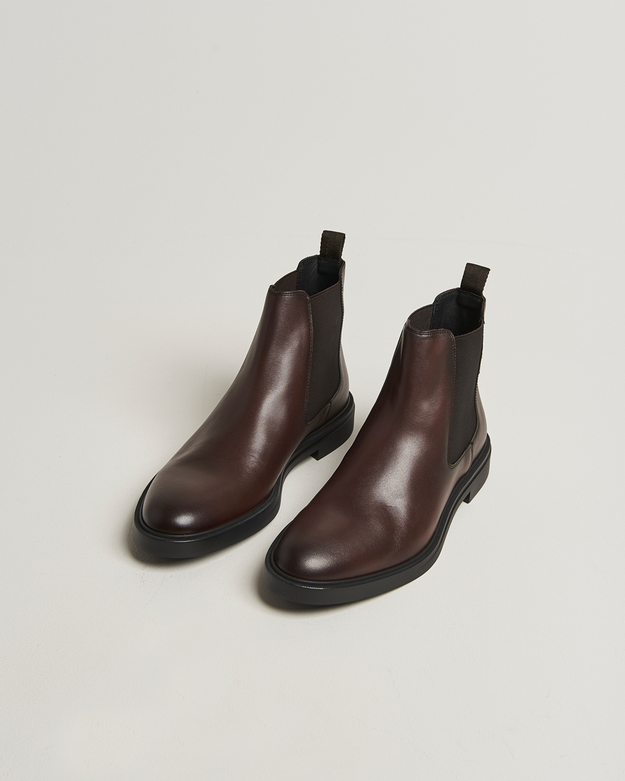 Men | Boots | BOSS BLACK | Calev Leather Chelsea Boot Dark Brown