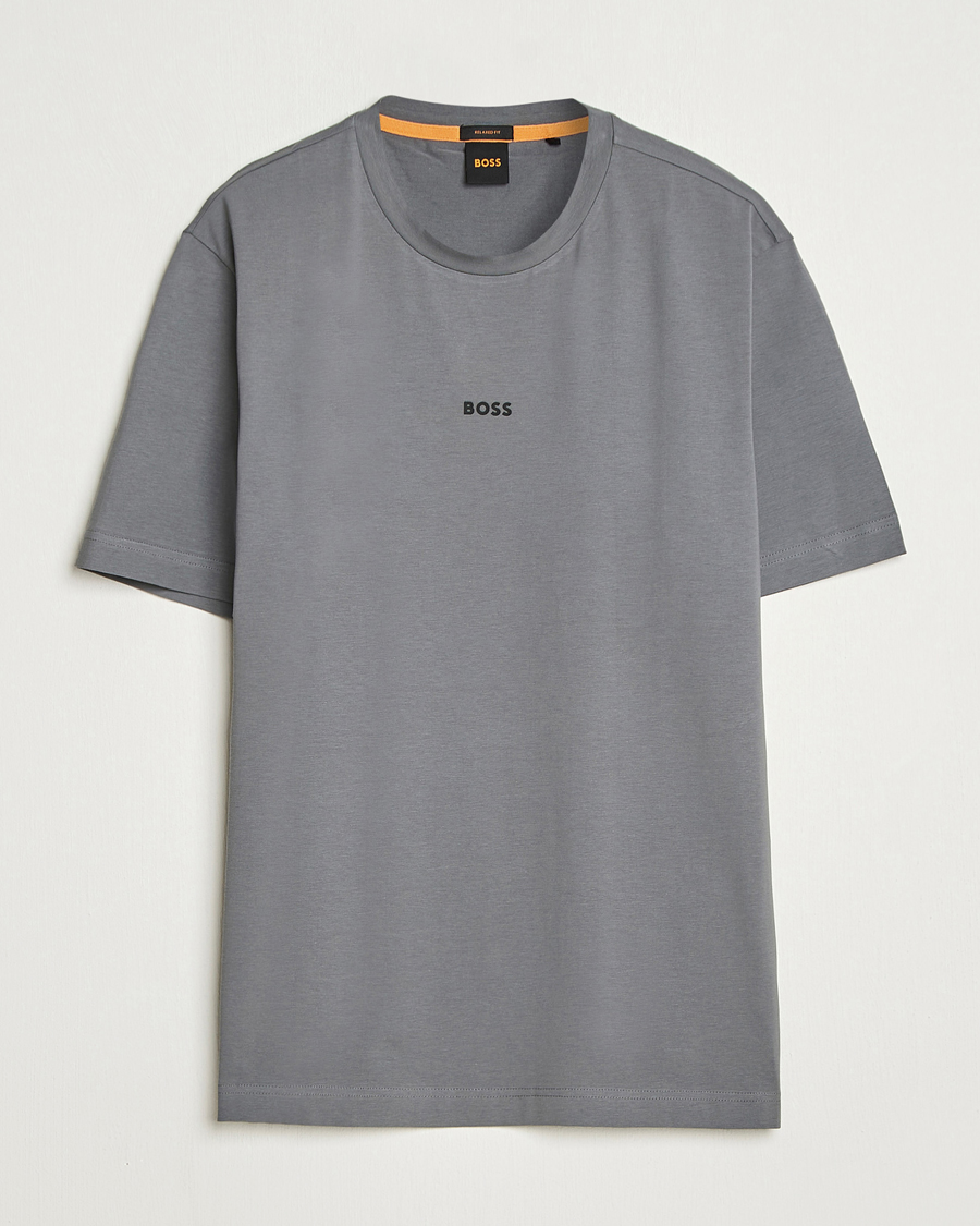 Men | T-Shirts | BOSS ORANGE | Tchup Logo Crew Neck T-Shirt Open Grey