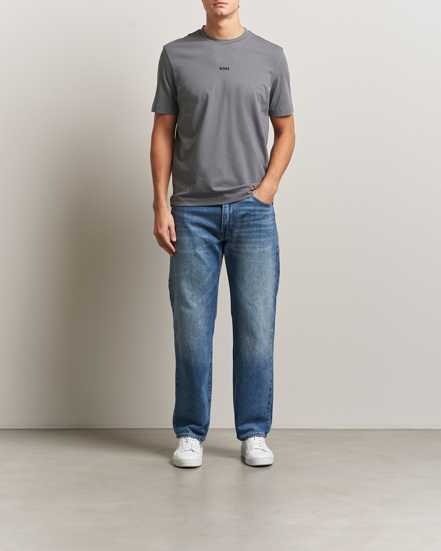 Men | T-Shirts | BOSS ORANGE | Tchup Logo Crew Neck T-Shirt Open Grey