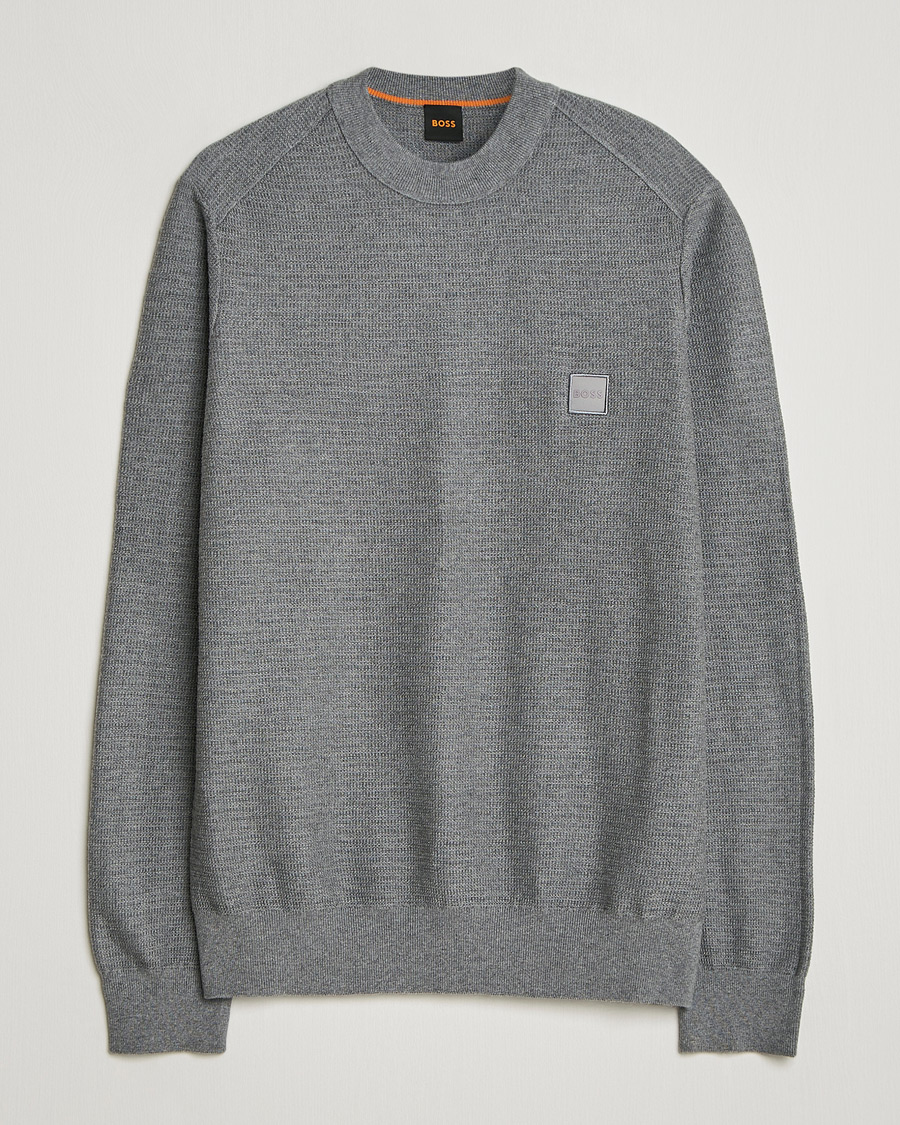 Men | Sweaters & Knitwear | BOSS ORANGE | Anion Knitted Sweater Silver