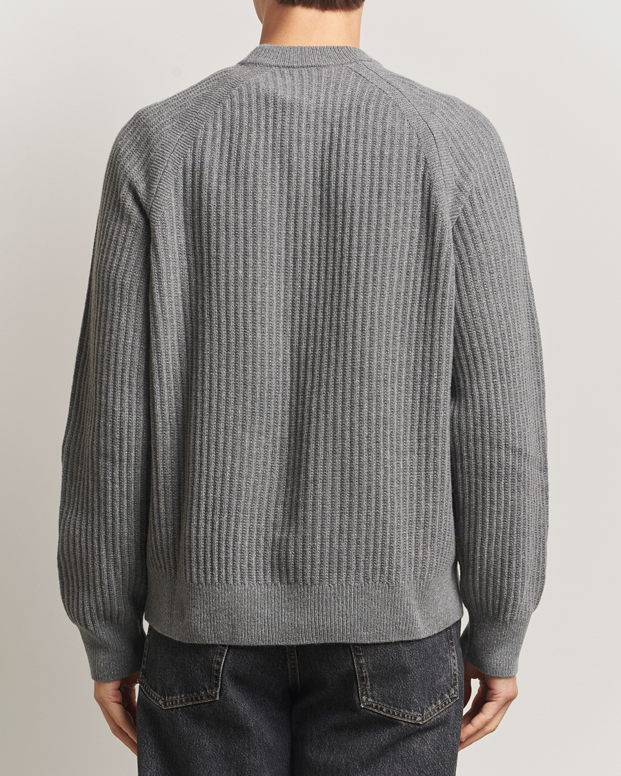 Men | Sweaters & Knitwear | BOSS ORANGE | Klacier Ribbed Wool Knitted Sweater Open Grey