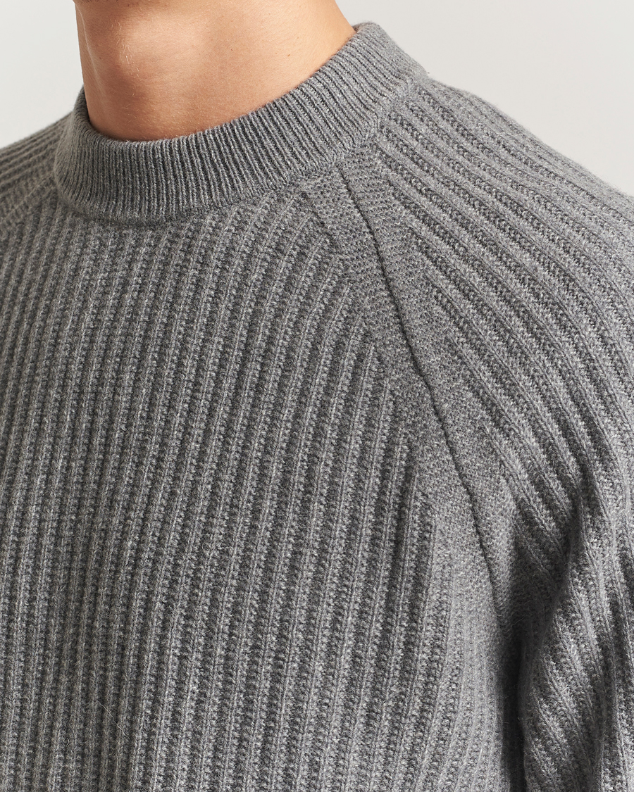 Men | Sweaters & Knitwear | BOSS ORANGE | Klacier Ribbed Wool Knitted Sweater Open Grey