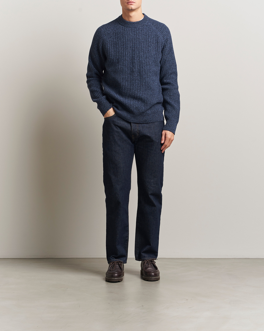 Men |  | BOSS ORANGE | Klacier Ribbed Wool Knitted Sweater Open Blue