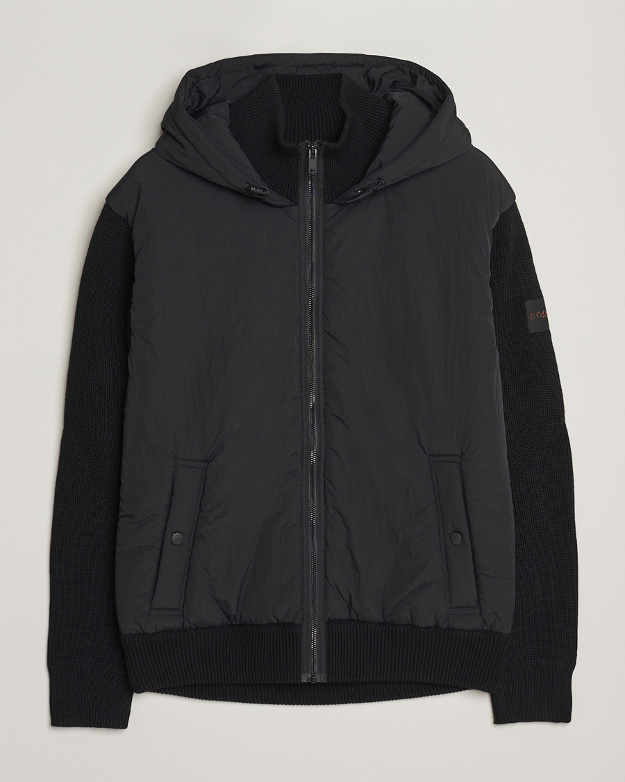 Men | Sweaters & Knitwear | BOSS ORANGE | Kiaccio Hybrid Hooded Full Zip Black