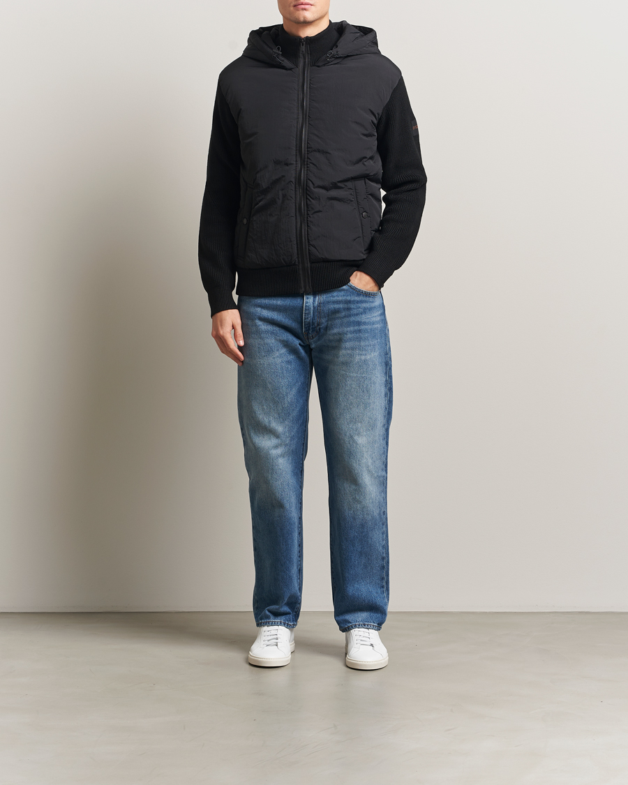 Men | Sweaters & Knitwear | BOSS ORANGE | Kiaccio Hybrid Hooded Full Zip Black