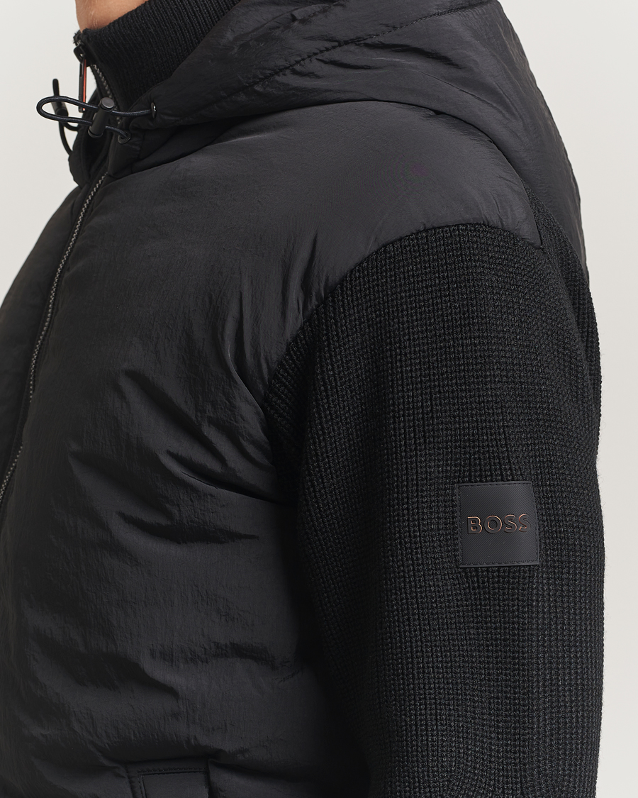 Men | Sweaters & Knitwear | BOSS ORANGE | Kiaccio Hybrid Hooded Full Zip Black