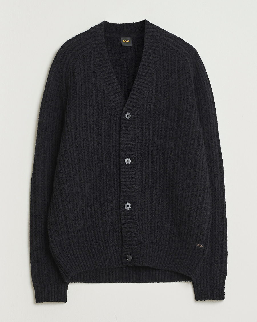 Men | Sweaters & Knitwear | BOSS ORANGE | Kortho Wool Knitted Cardigan Black