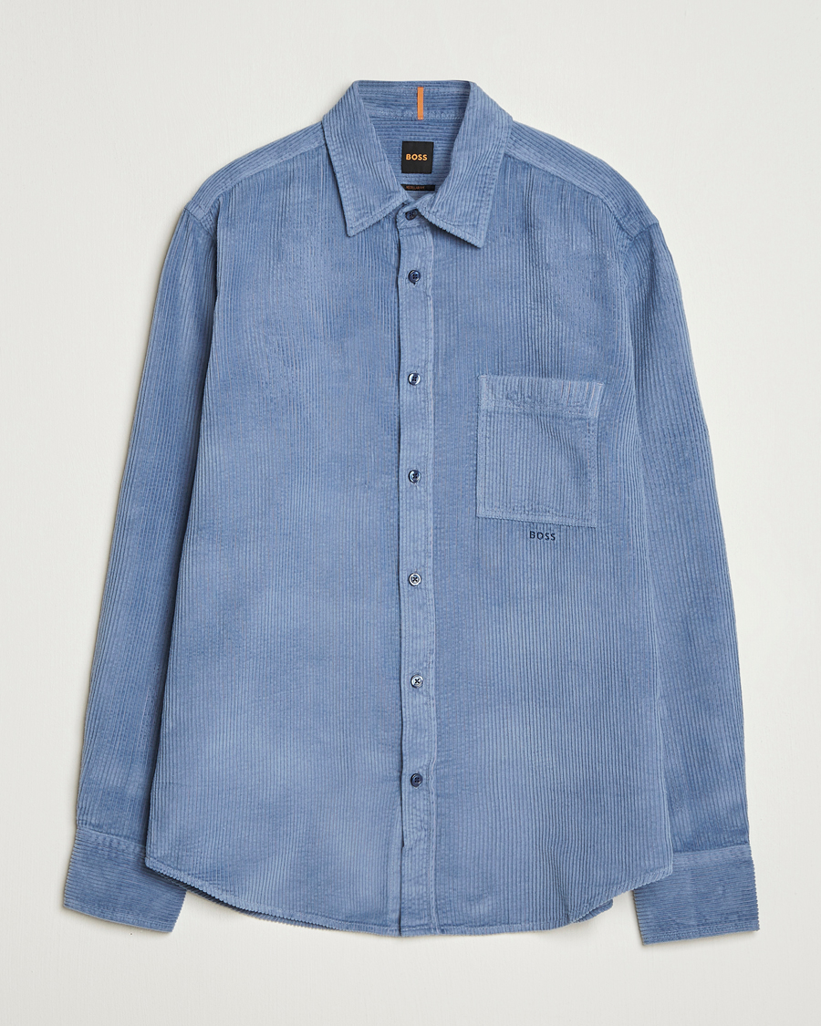 Men | Shirts | BOSS ORANGE | Relegant Corduroy Shirt Open Blue