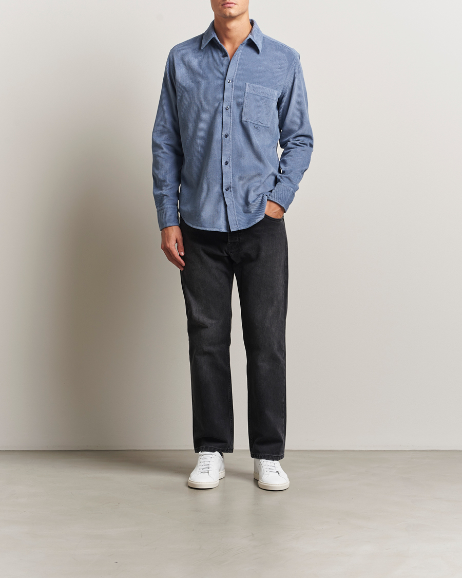 Men | Shirts | BOSS ORANGE | Relegant Corduroy Shirt Open Blue