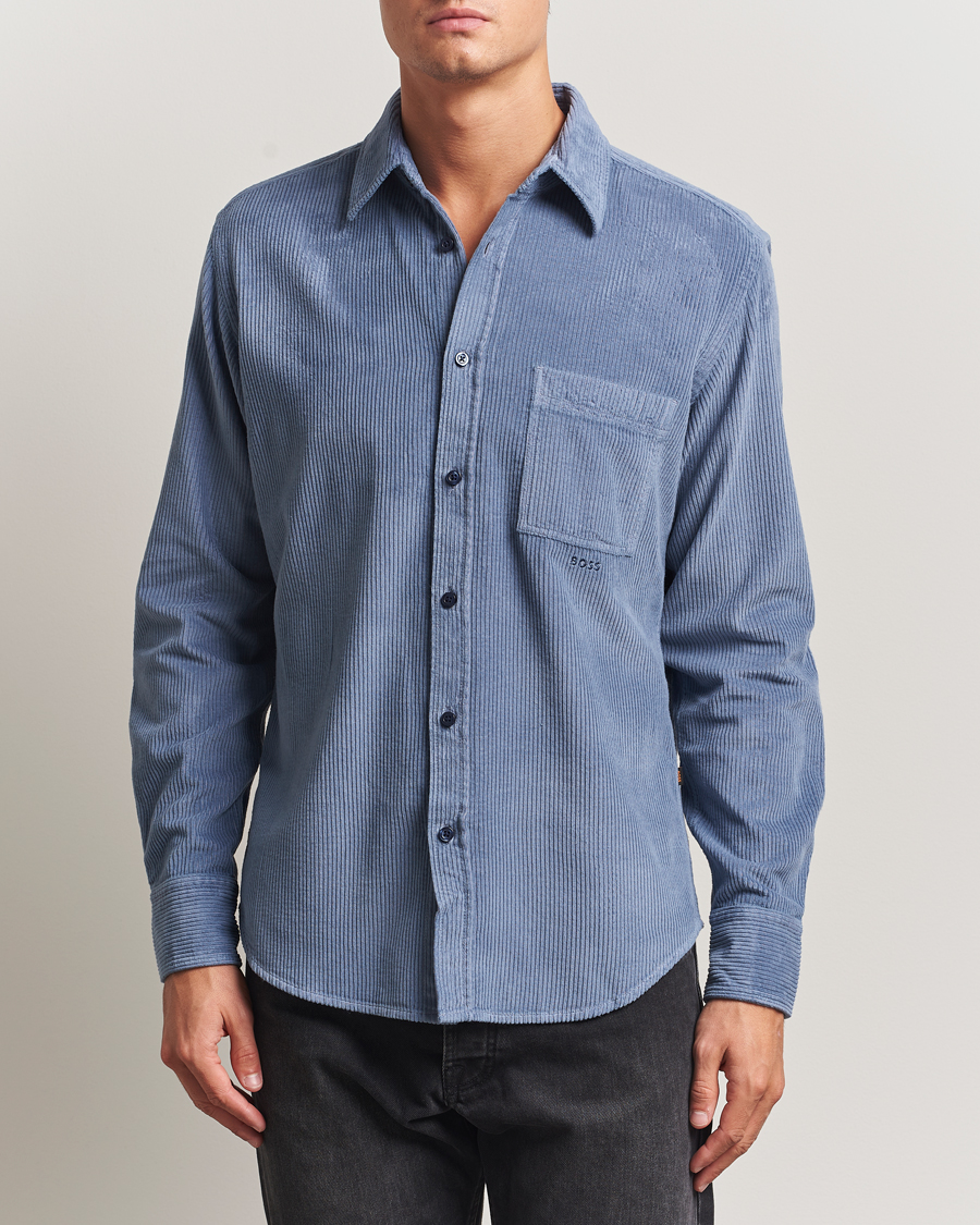 Men | Shirts | BOSS ORANGE | Relegant Corduroy Shirt Open Blue