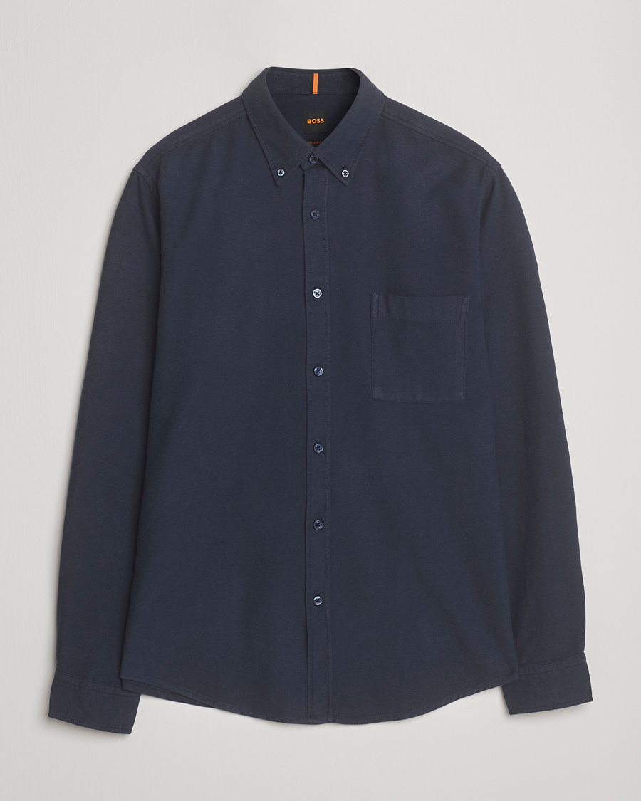 Men | Shirts | BOSS ORANGE | Rickert Brushed Cotton Shirt Dark Blue