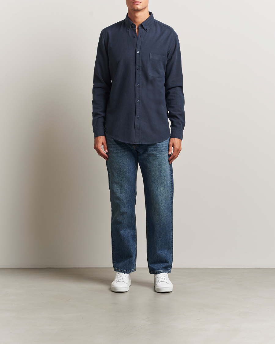 Men | Shirts | BOSS ORANGE | Rickert Brushed Cotton Shirt Dark Blue