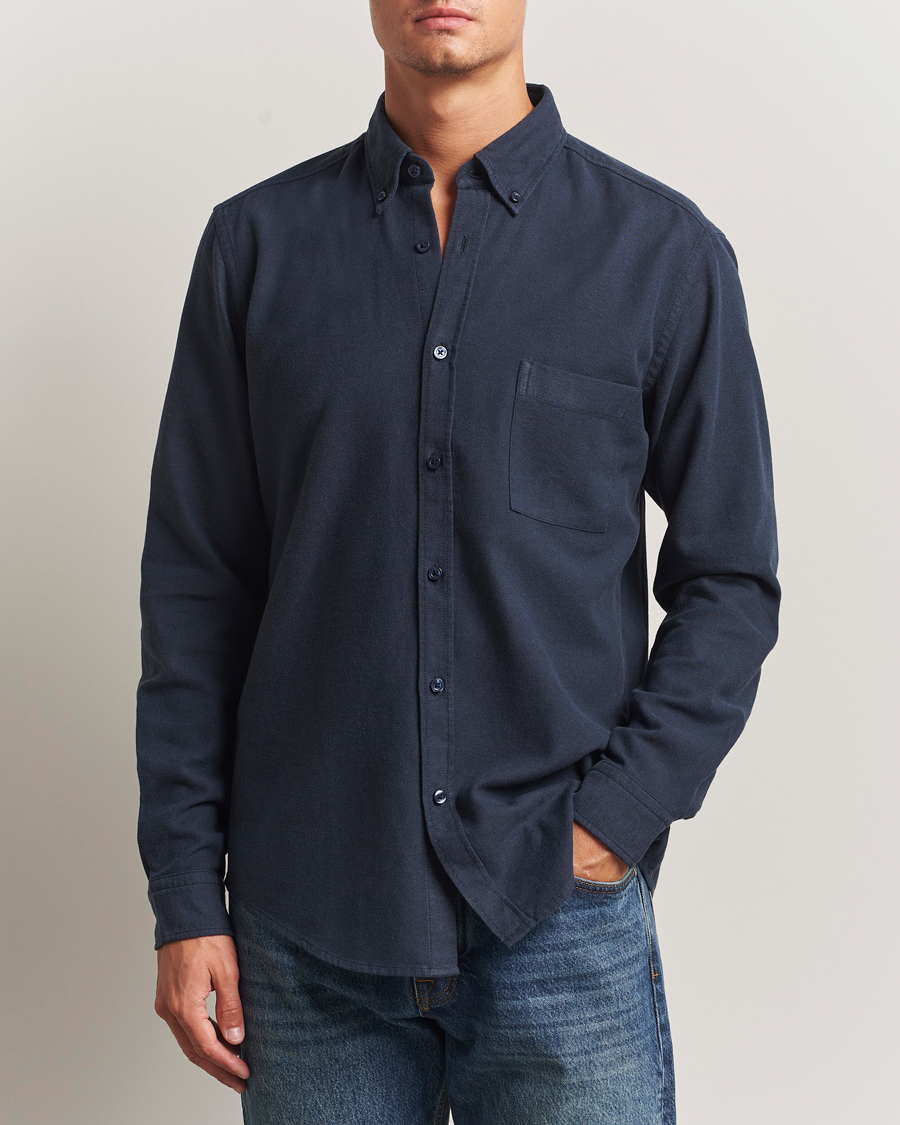 Men | Shirts | BOSS ORANGE | Rickert Brushed Cotton Shirt Dark Blue