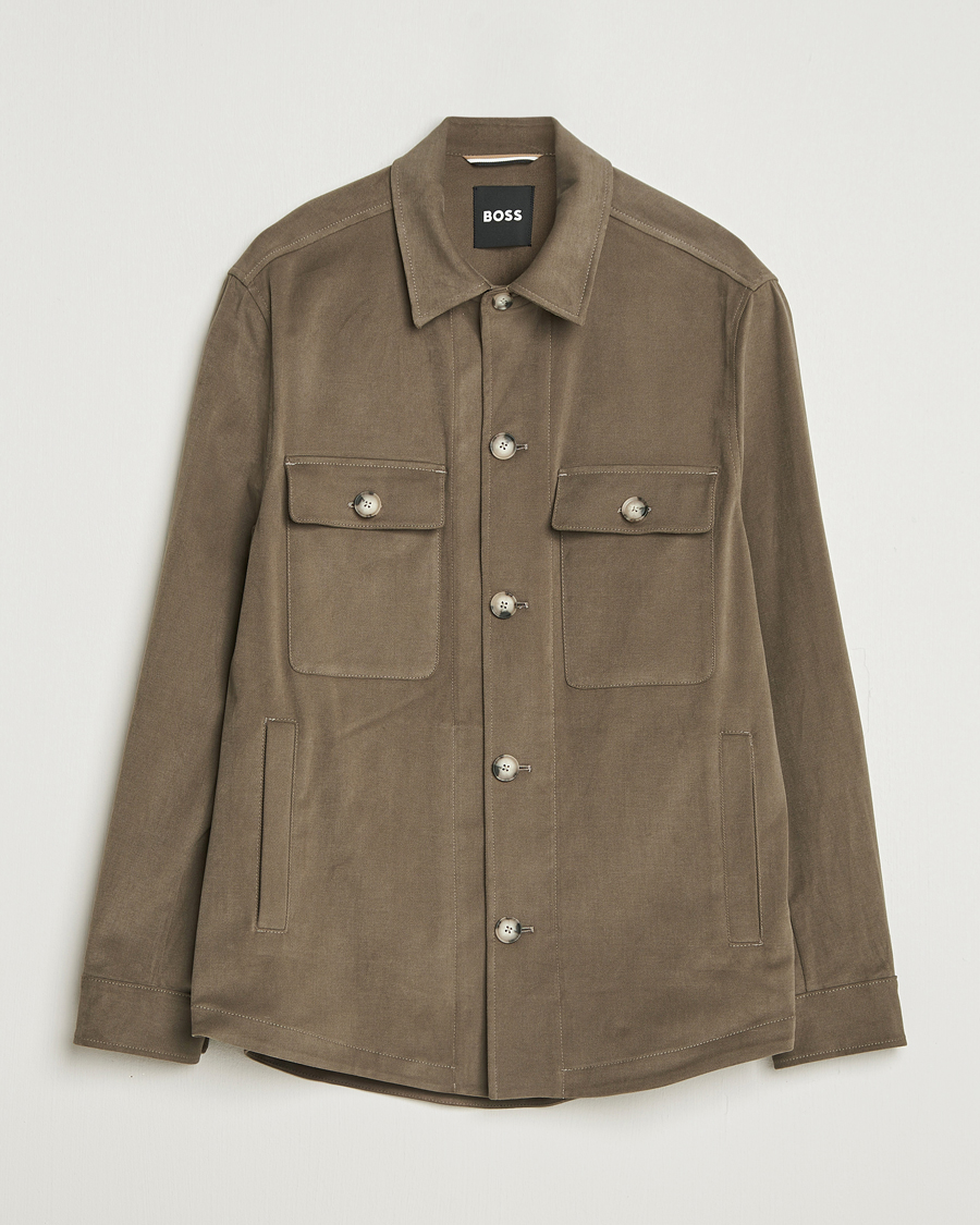 Men | Shirts | BOSS BLACK | Carper Cotton Overshirt Open Brown