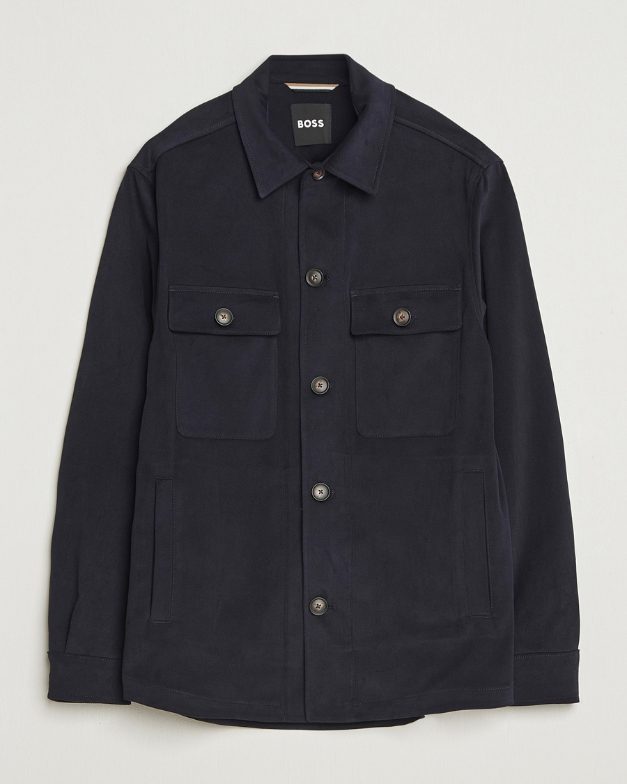 Men | Shirts | BOSS BLACK | Carper Cotton Overshirt Dark Blue