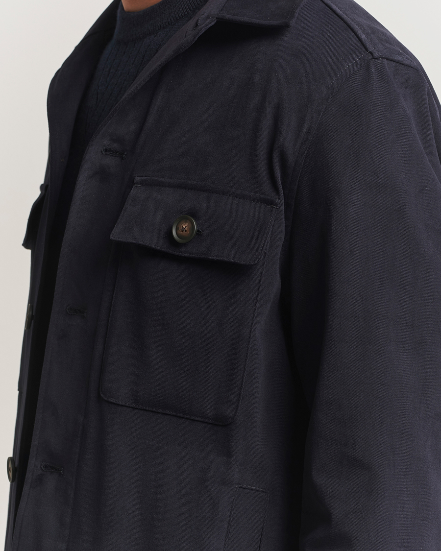 Men | Shirts | BOSS BLACK | Carper Cotton Overshirt Dark Blue