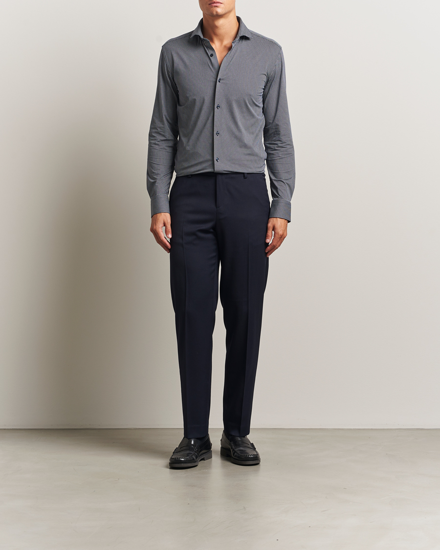 Men | Shirts | BOSS BLACK | Hank 4-Way Printed Stretch Shirt Dark Blue