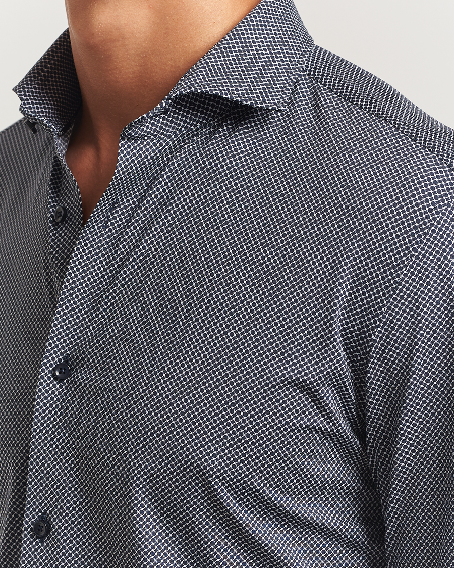 Men | Shirts | BOSS BLACK | Hank 4-Way Printed Stretch Shirt Dark Blue