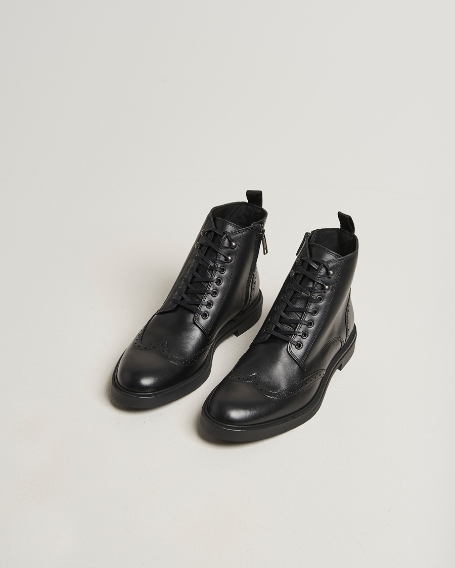 Men | Boots | BOSS BLACK | Calev Leather Brogue Boot Black