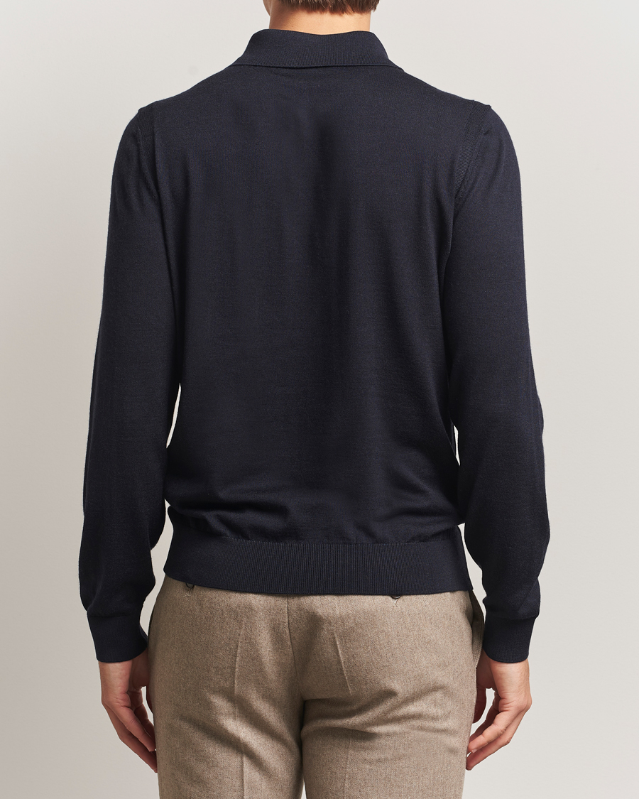 Men | Sweaters & Knitwear | BOSS CAMEL | Ovio Wool/Cashmere Knitted Polo Dark Blue