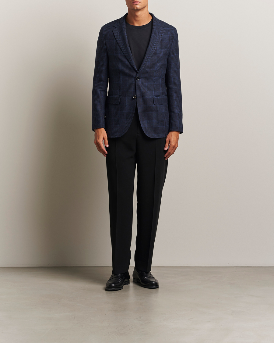 Men | Blazers | BOSS CAMEL | Jeff Wool Checked Blazer Dark Blue