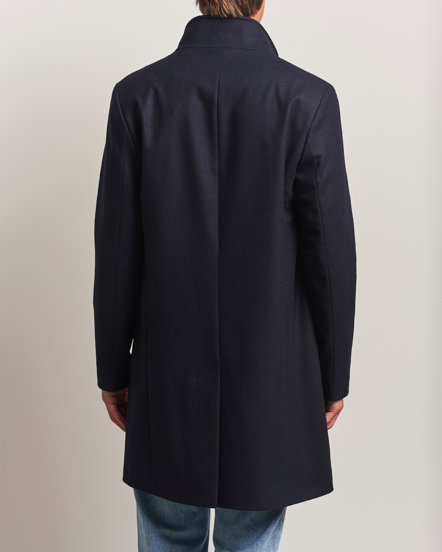 Men | Coats & Jackets | J.Lindeberg | Jesse Stand Up Wool Melton Coat Navy