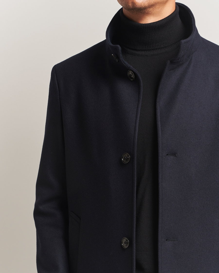 Men | Coats & Jackets | J.Lindeberg | Jesse Stand Up Wool Melton Coat Navy