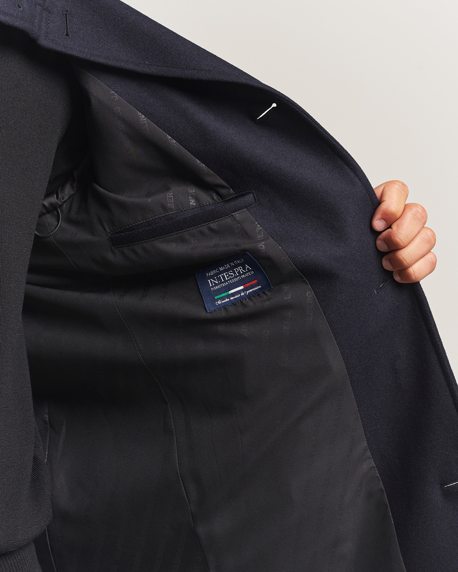 Men | Coats & Jackets | J.Lindeberg | Jesse Stand Up Wool Melton Coat Navy