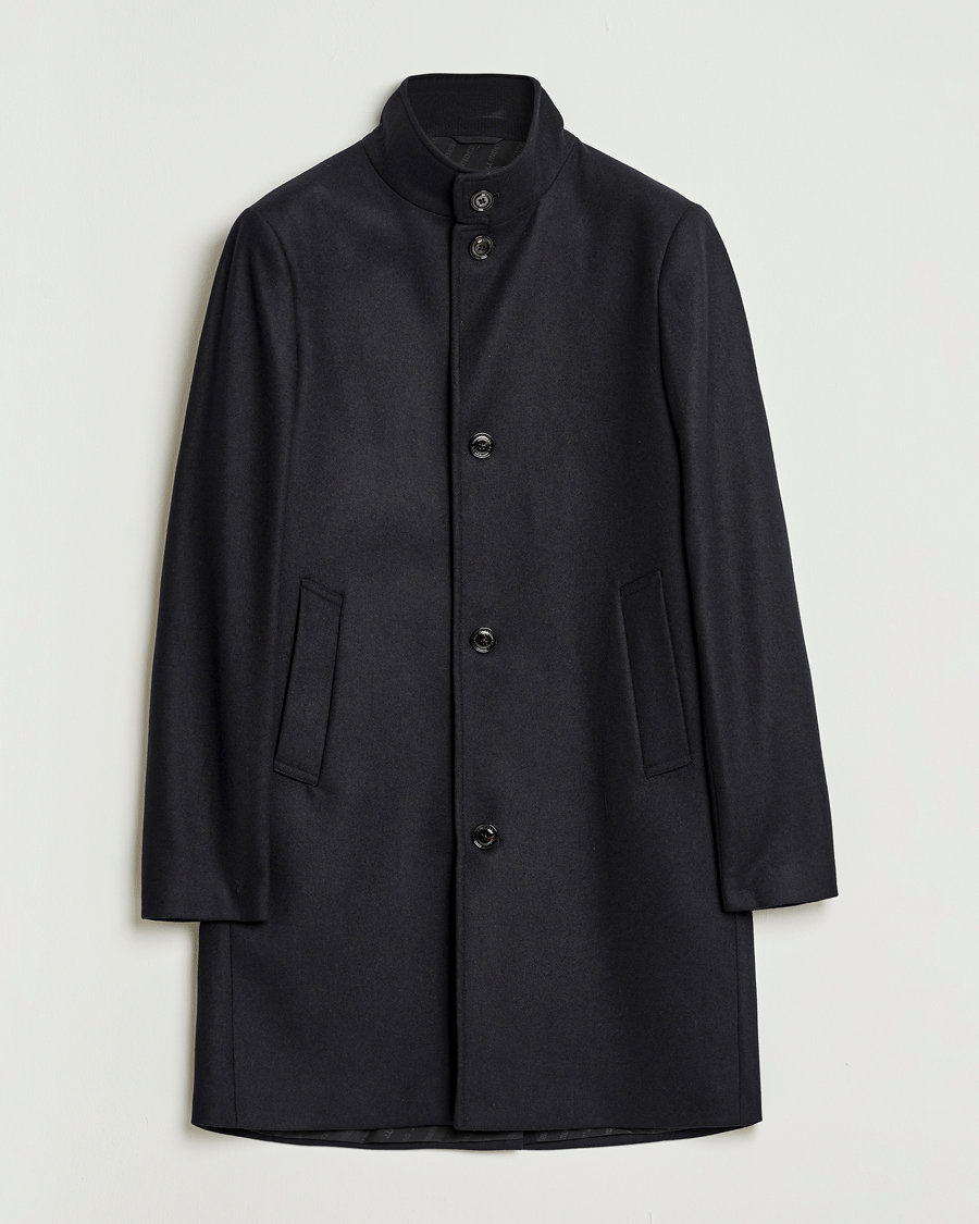 J.Lindeberg Jesse Stand Up Wool Melton Coat Black at CareOfCarl.com