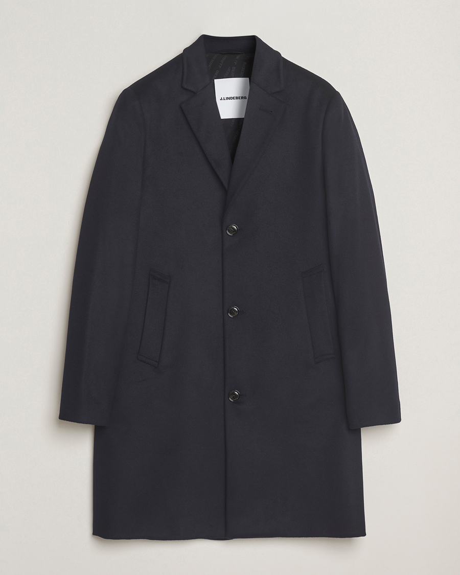 J.Lindeberg August Wool/Cashmere Melton Coat Navy at CareOfCarl.com