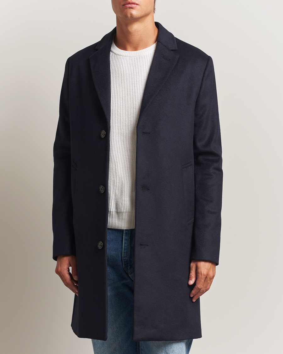 J.Lindeberg August Wool/Cashmere Melton Coat Navy at CareOfCarl.com