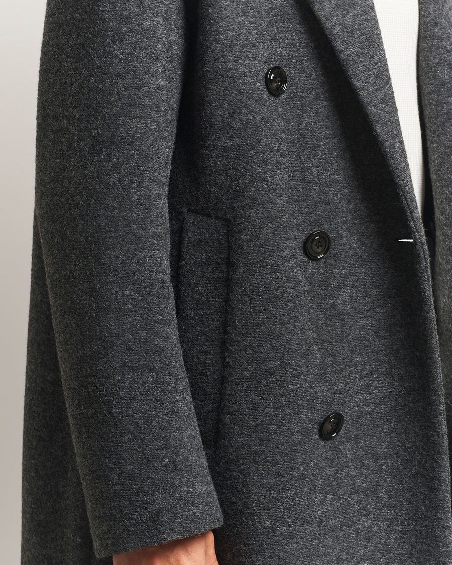 Men | Coats & Jackets | J.Lindeberg | Willy Bonded Wool Coat Dark Grey Melange