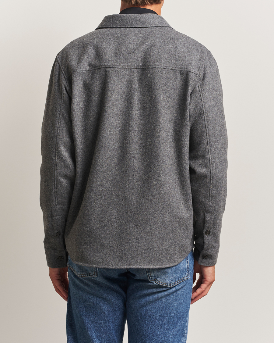 Men | Shirts | J.Lindeberg | Flat Wool Overshirt Dark Grey Melange