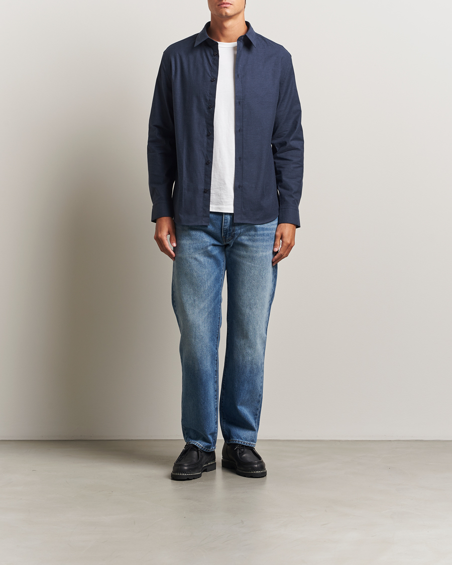 Men | Shirts | J.Lindeberg | Slim Fit Light Flannel Shirt Navy