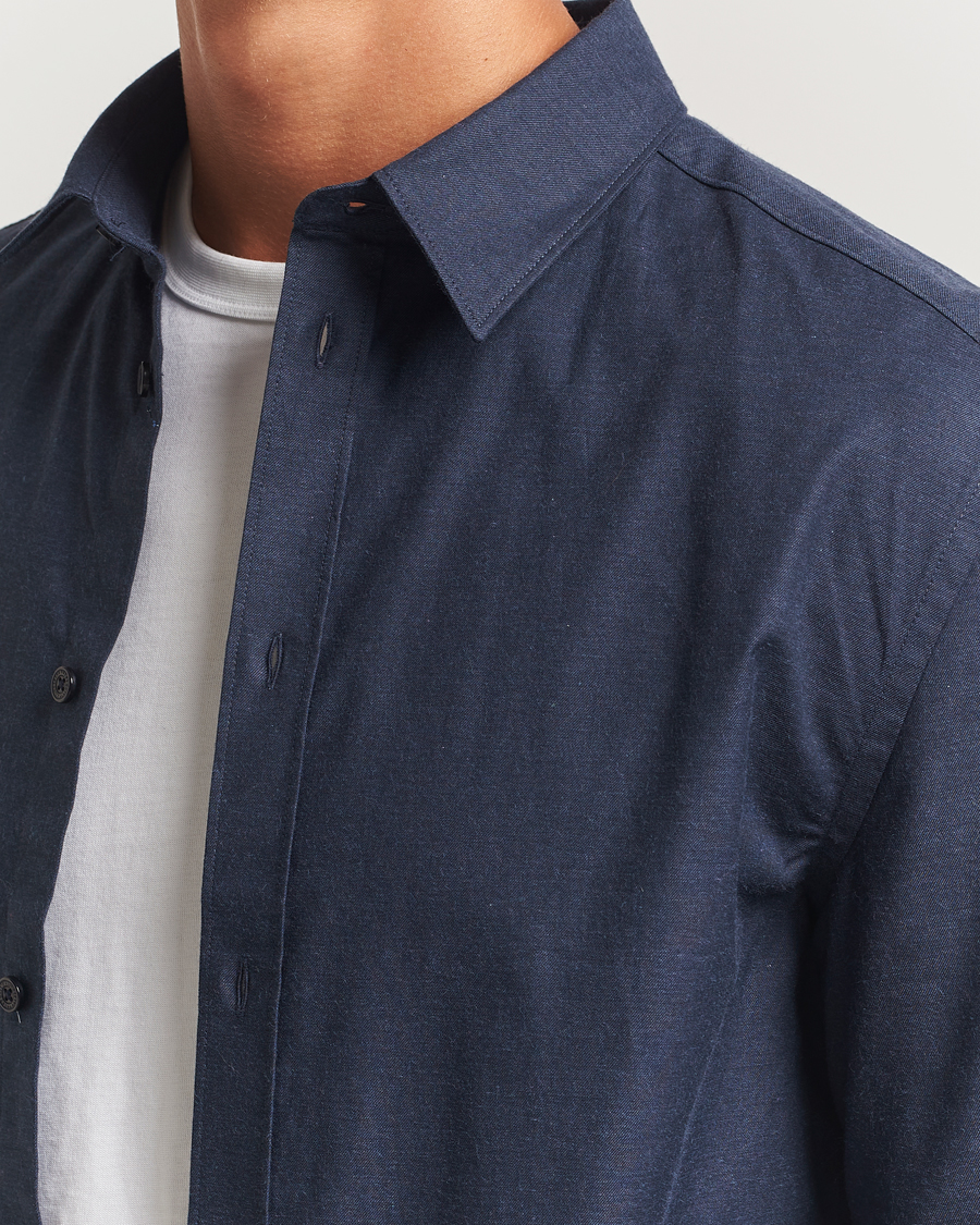 Men | Shirts | J.Lindeberg | Slim Fit Light Flannel Shirt Navy