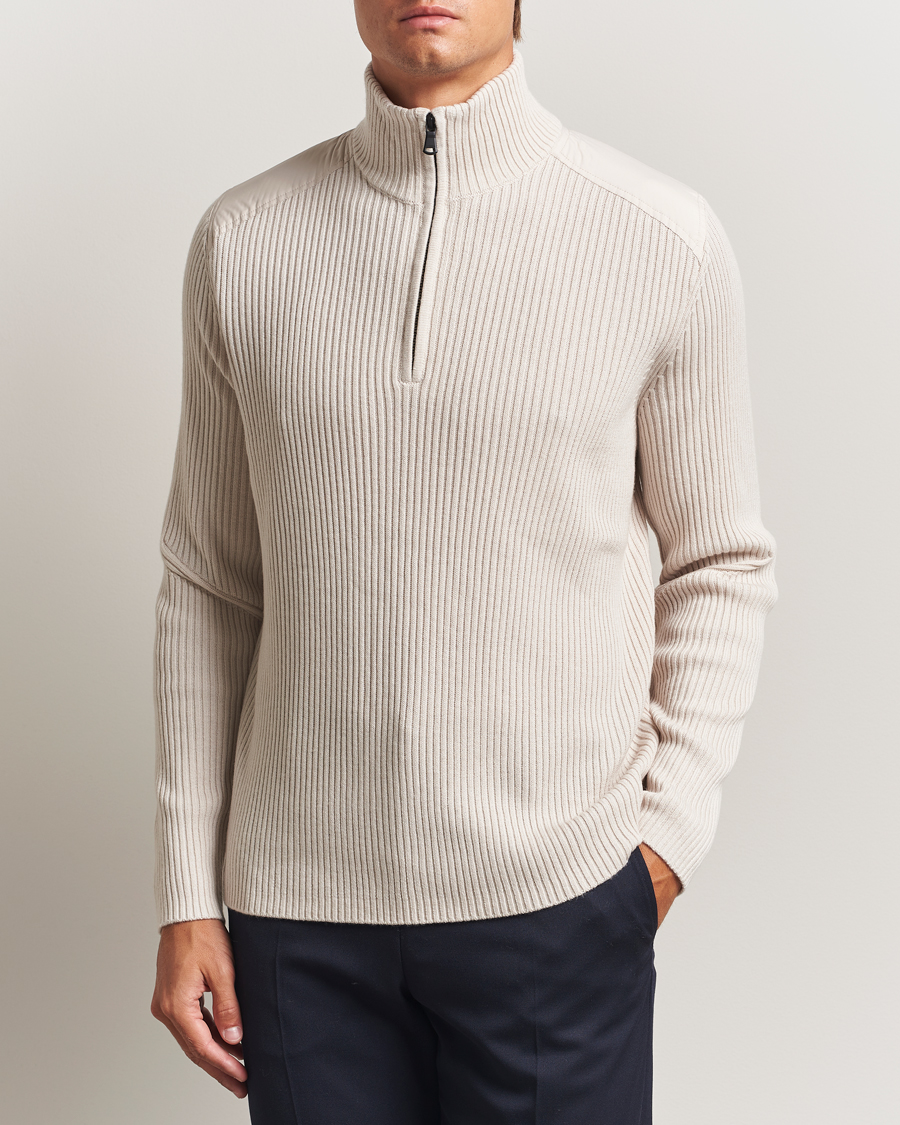 Men | Sweaters & Knitwear | J.Lindeberg | Martin Knitted Hybrid Half Zip Moonbeam