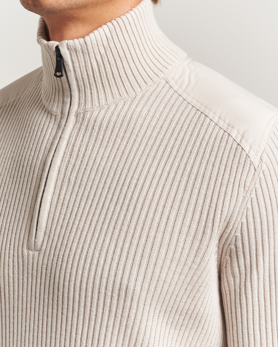 Men | Sweaters & Knitwear | J.Lindeberg | Martin Knitted Hybrid Half Zip Moonbeam