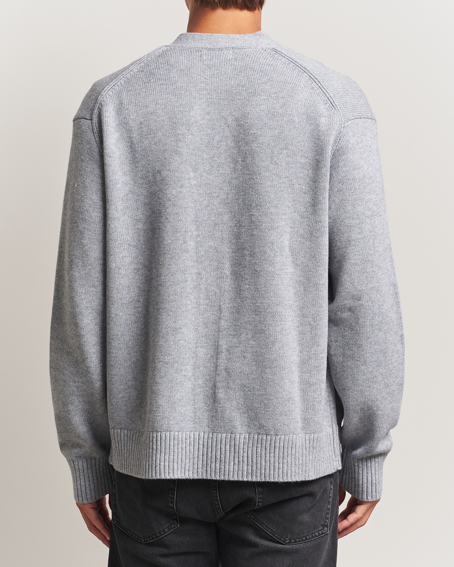 Men | Sweaters & Knitwear | J.Lindeberg | Eddy Wool/Cotton Knitted Cardigan Light Grey Melange