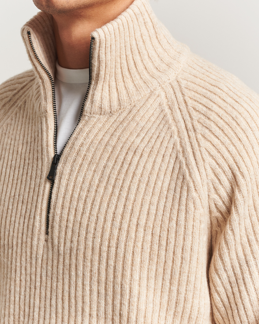 Men | Sweaters & Knitwear | J.Lindeberg | Victor Wool Half Zip Moonbeam Melange