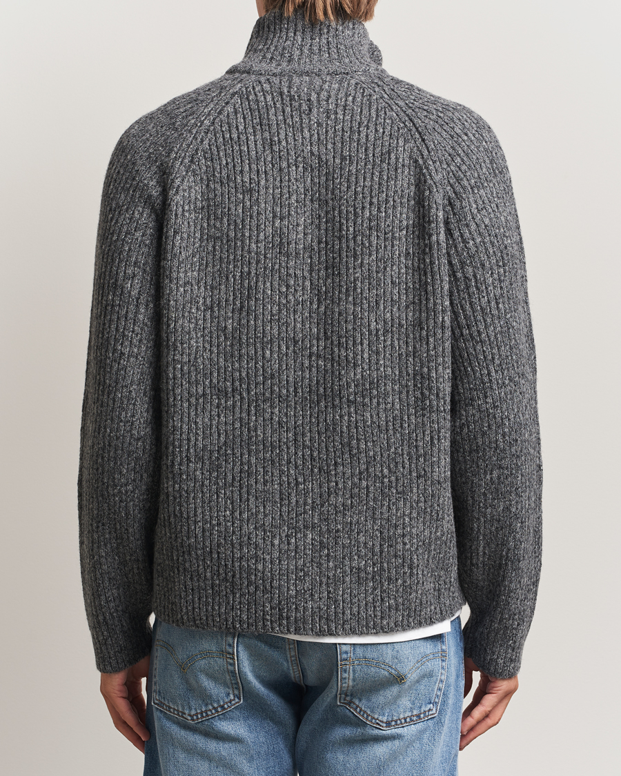 Men | Sweaters & Knitwear | J.Lindeberg | Victor Wool Half Zip Dark Grey Melange