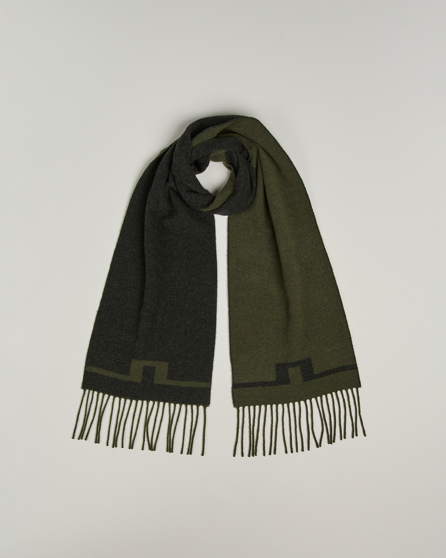 Men | Scarves | J.Lindeberg | Champ Wool Doublefaced Scarf Forest Green