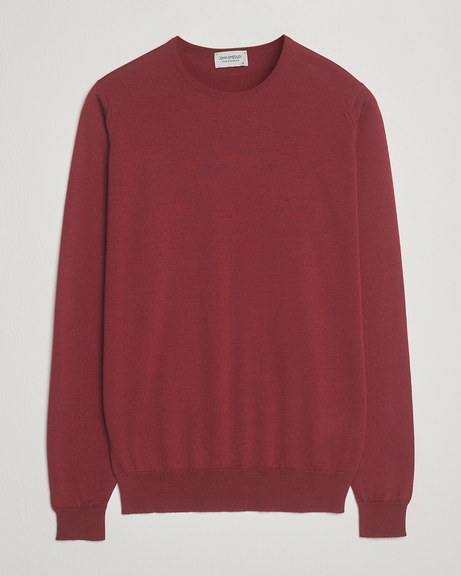 Men | Sweaters & Knitwear | John Smedley | Lundy Extra Fine Merino Crew Neck Wolf Red